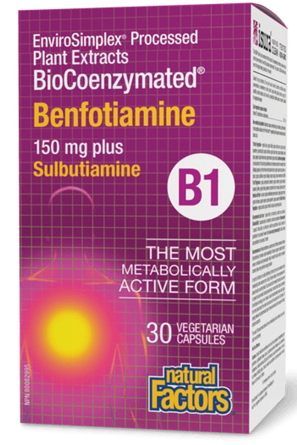 NATURAL FACTORS BioCoenzymated Benfotiamine B1 (30 veg caps)