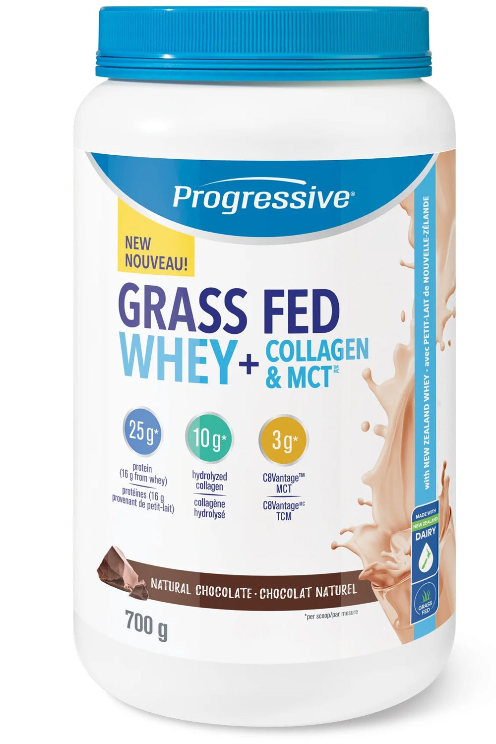 PROGRESSIVE Grass Fed Whey +  Collagen & MCT (Chocolate - 700 gr)