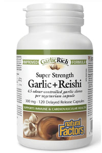 NATURAL FACTORS Garlic+Reishi Super Strength (300 mg - 120 DR Capsules)